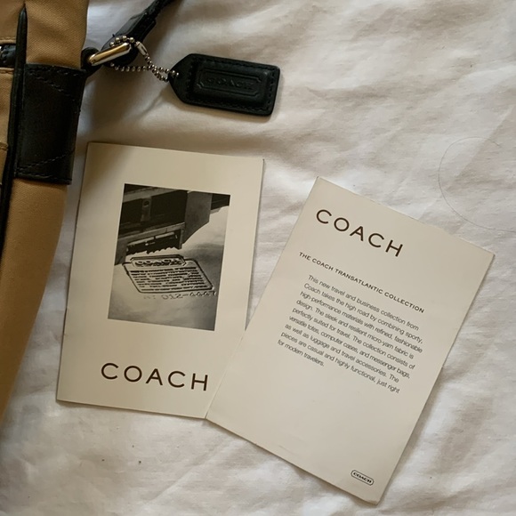 Gently Loved Tan Canvas Leather Laptop Crossbody Messenger Bag by COACH - Picture 10 of 12